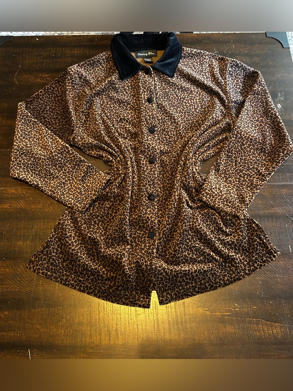Vintage 1980s Velvet Leopard Print Button-Up Shirt Jacket